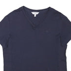 CALVIN KLEIN Womens Navy Blue V-Neck T-Shirt M Short Sleeve Classic Cotton Blend