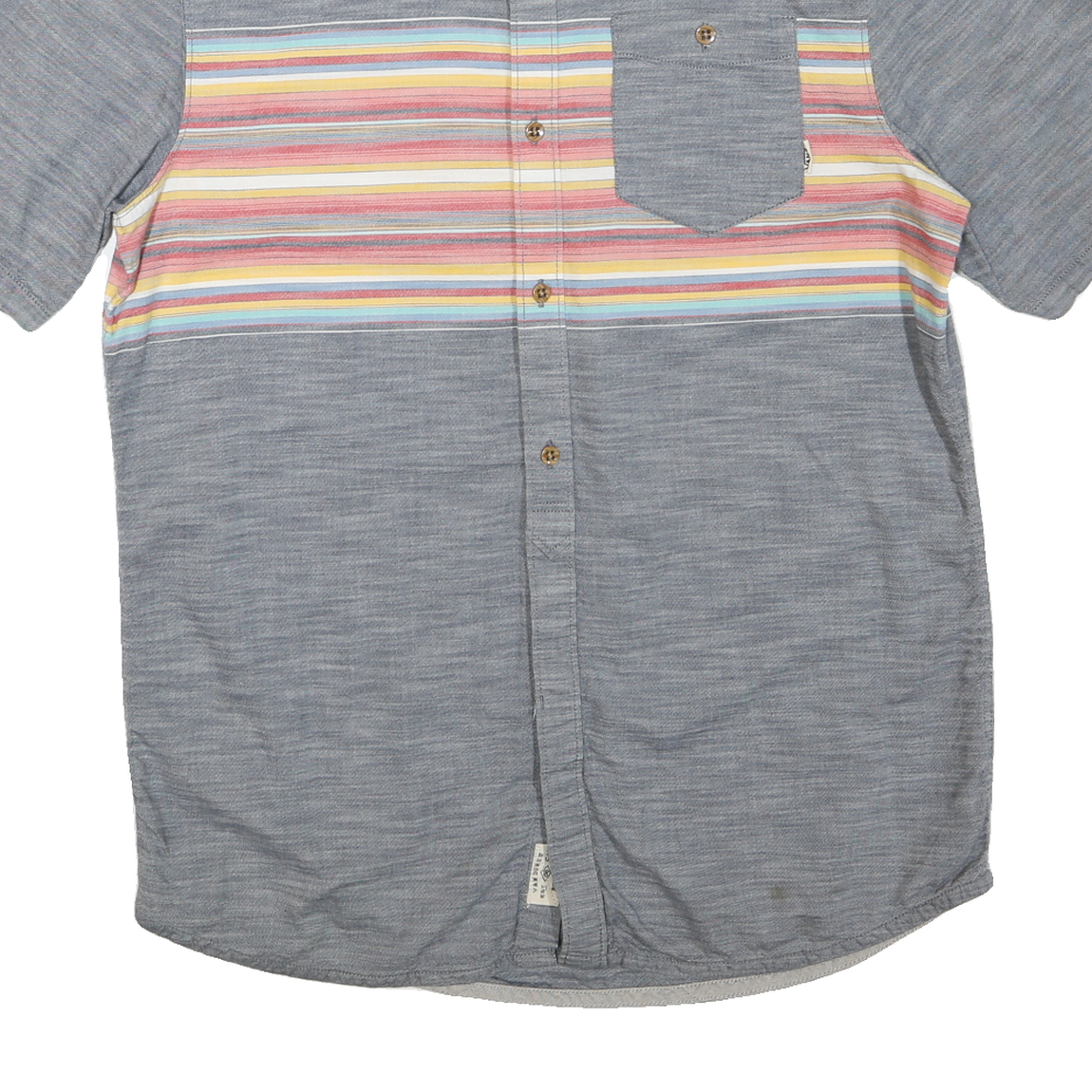 VANS Mens Blue Shirt L Cotton Blend Short Sleeve Button Detail Casual