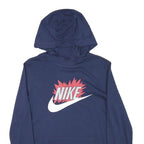NIKE Mens Navy Blue Hoodie L Cotton Blend Pullover Long Sleeve Casual