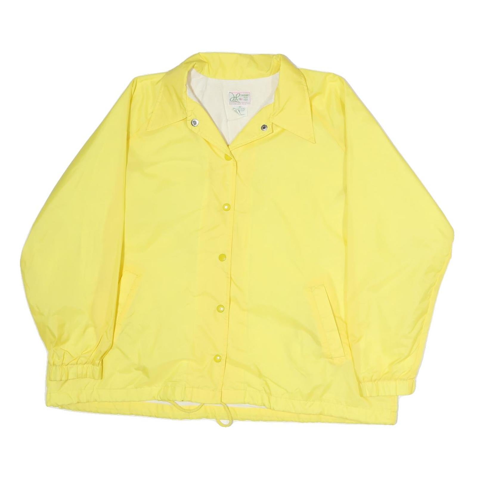 HABAND Womens Yellow Polyester Button Jacket XL Plain Casual Lightweight