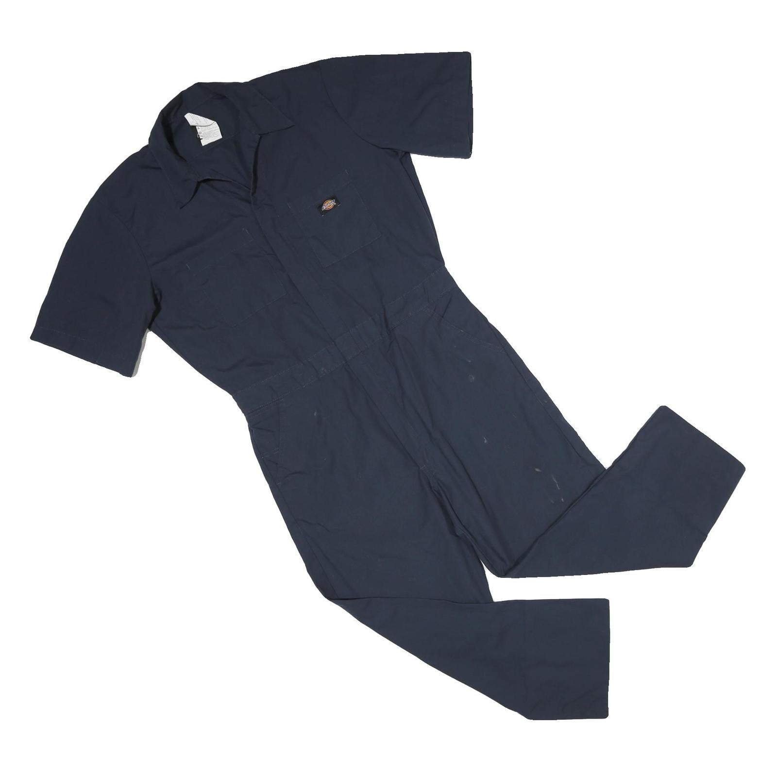 DICKIES Mens Navy Blue Polyester Blend Dungarees Regular Fit Plain M W34 L25