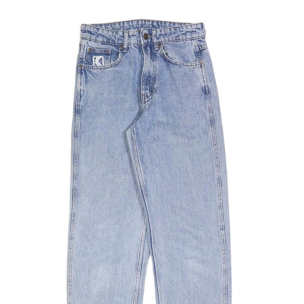 KARL KANI Womens Regular Fit Blue Denim Jeans W26 L32 Classic Cotton Blend Zip