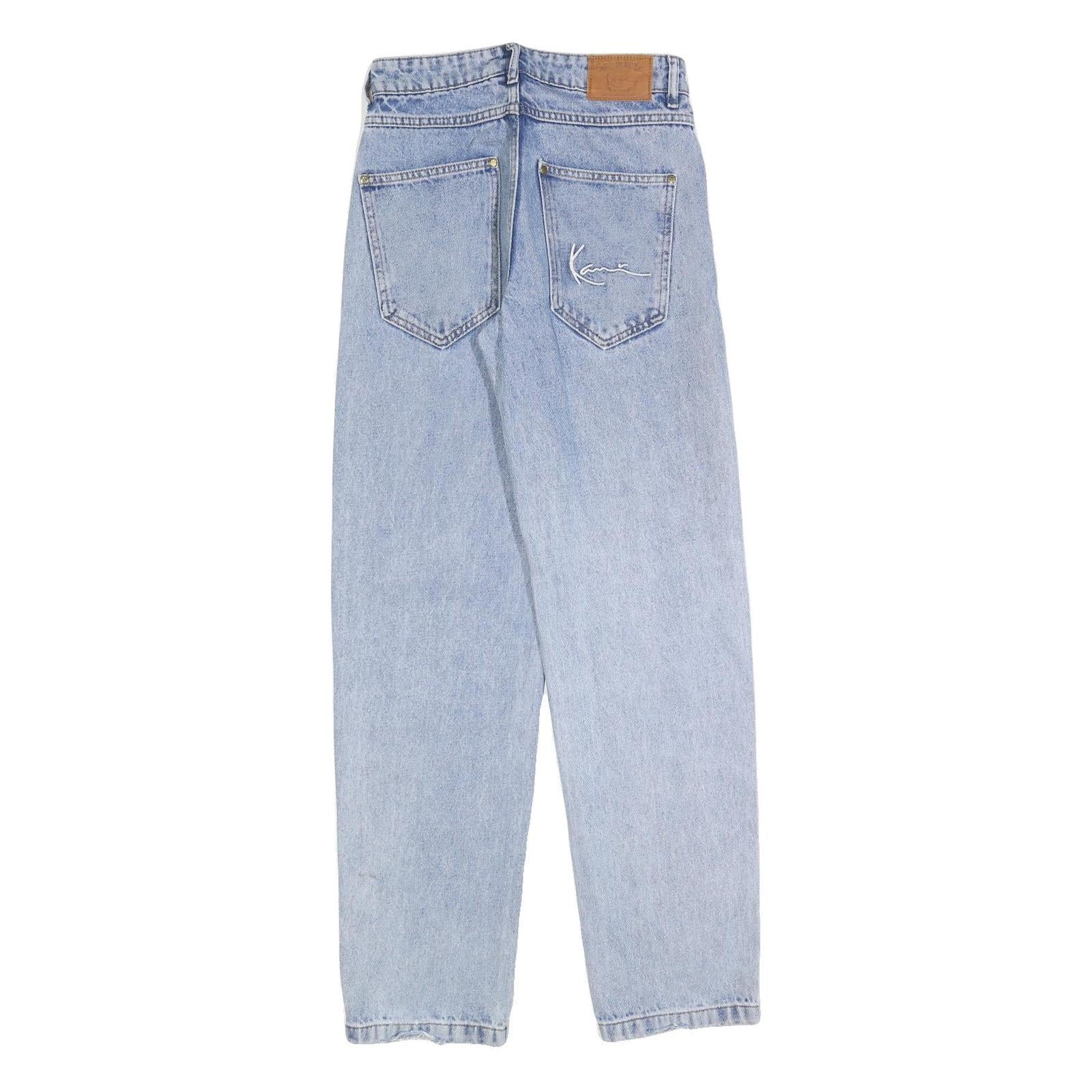 KARL KANI Womens Regular Fit Blue Denim Jeans W26 L32 Classic Cotton Blend Zip