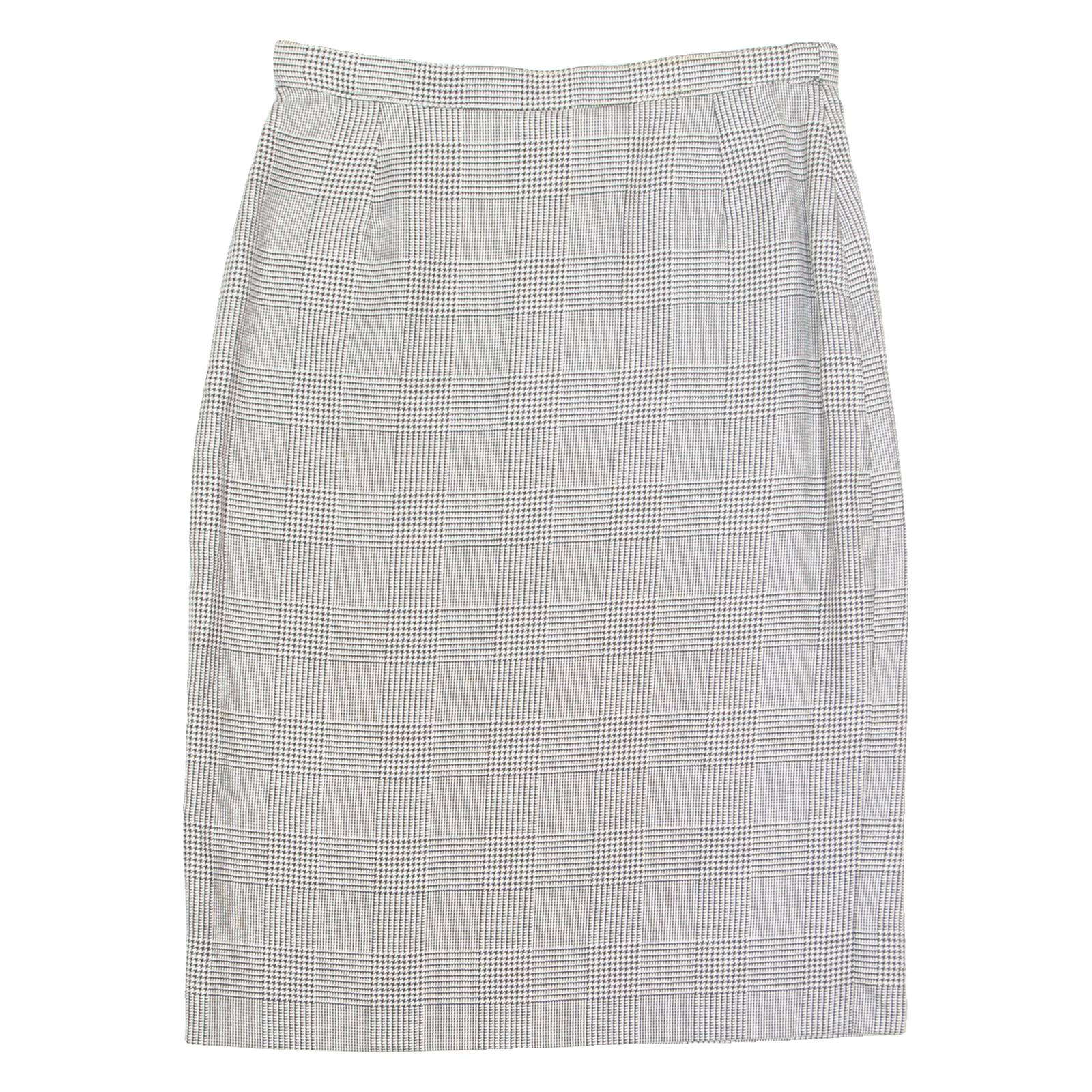 MAURICE DAQUIN Womens Pencil Skirt Black Knee Length Wool 90s Check M