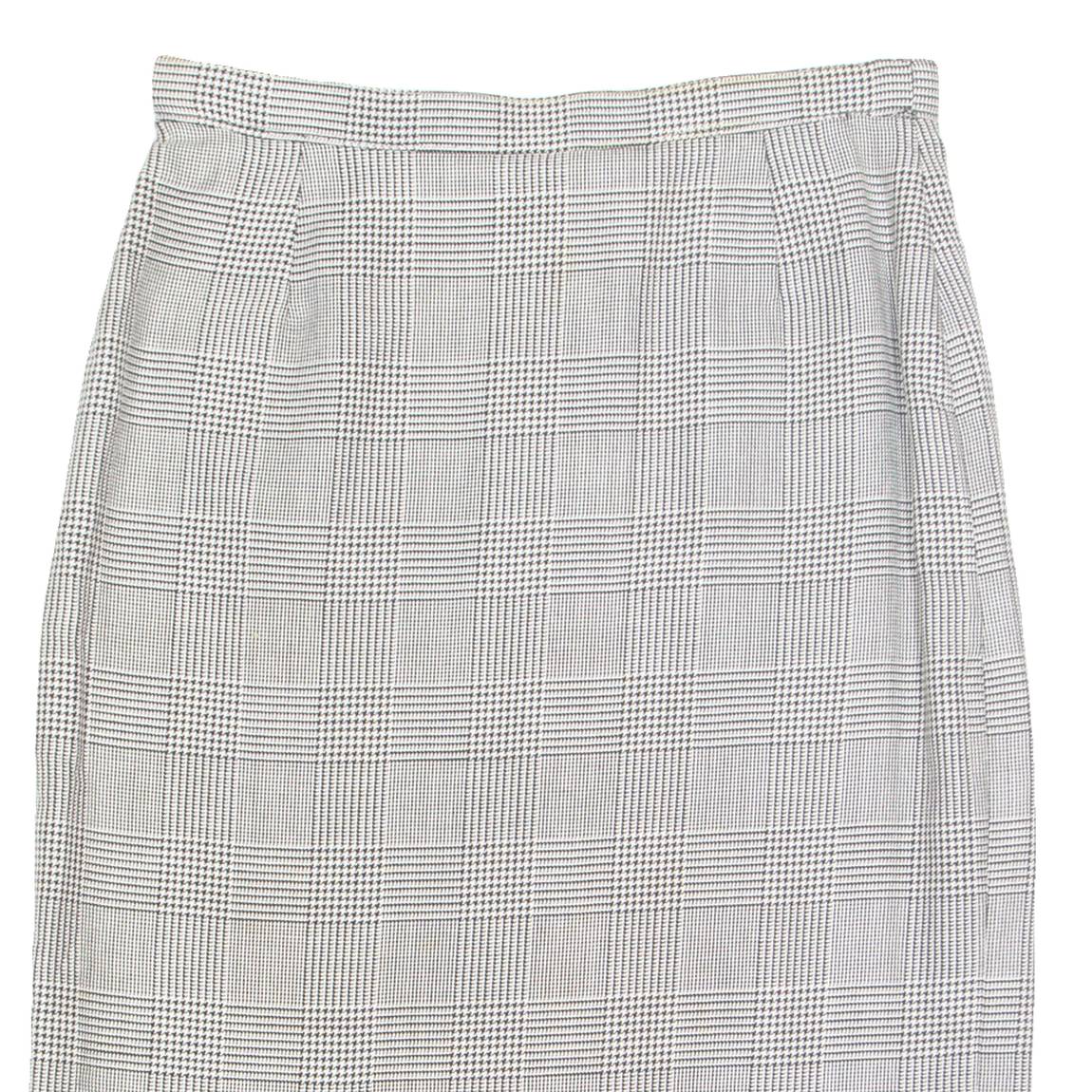 MAURICE DAQUIN Womens Pencil Skirt Black Knee Length Wool 90s Check M