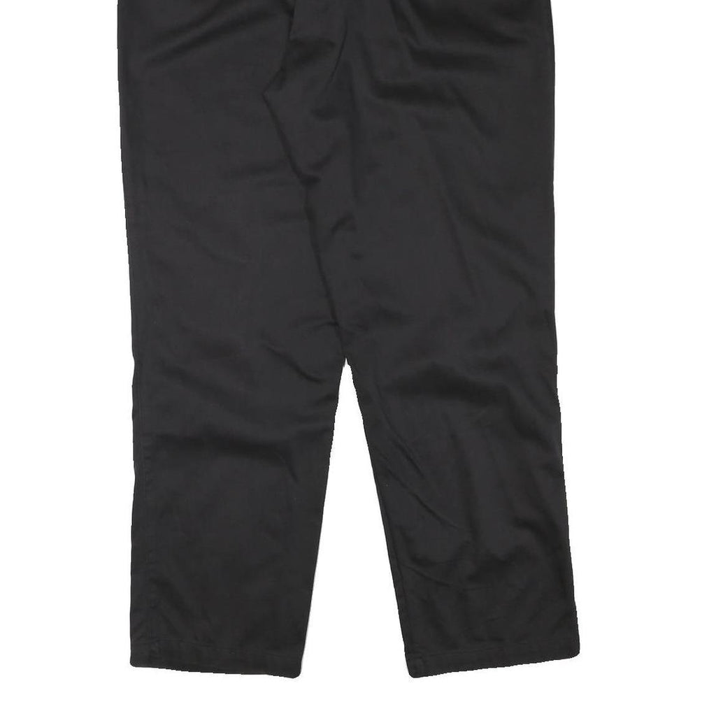 Womens Black Cotton Blend Relaxed Straight Trousers W31 L30 Classic Zip Pocketed