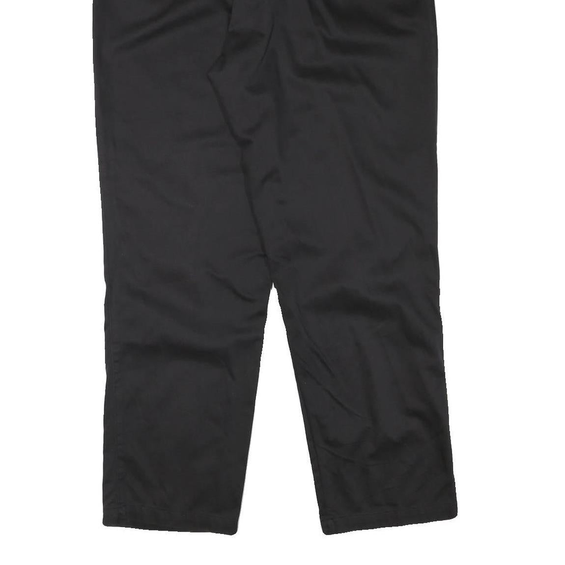 Womens Black Cotton Blend Relaxed Straight Trousers W31 L30 Classic Zip Pocketed