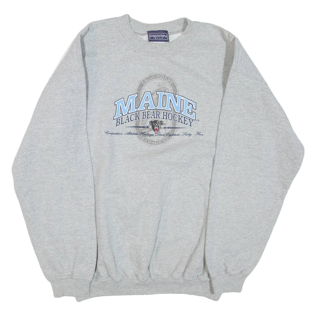 PERRIN WEAR Maine Black Bear Hockey Mens Sweatshirt Grey Crew Neck USA M