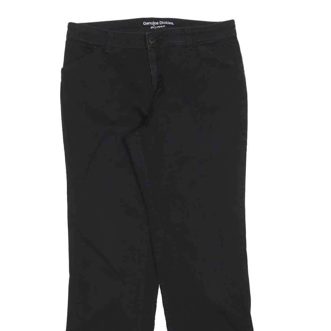 DICKIES Womens Cotton Blend Black Regular Fit Straight Leg Trousers W32 L30