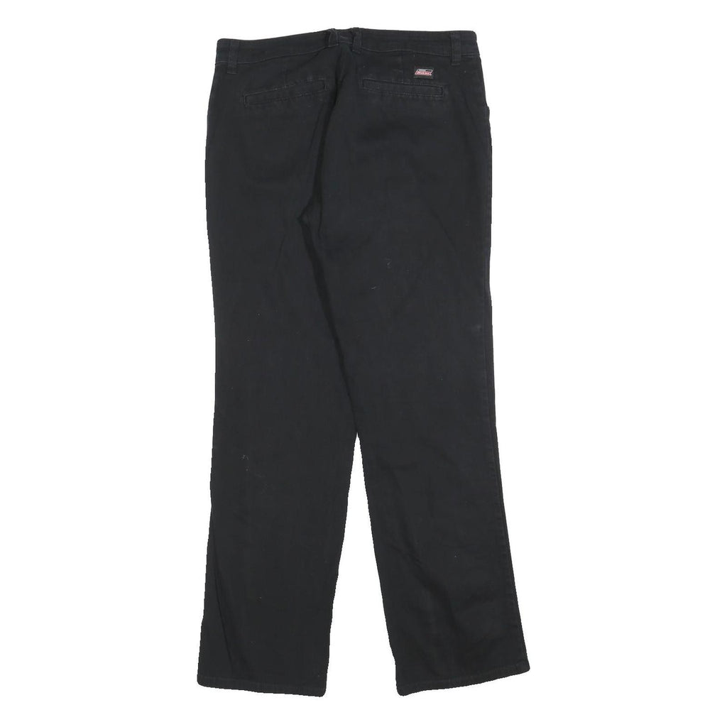 DICKIES Womens Cotton Blend Black Regular Fit Straight Leg Trousers W32 L30