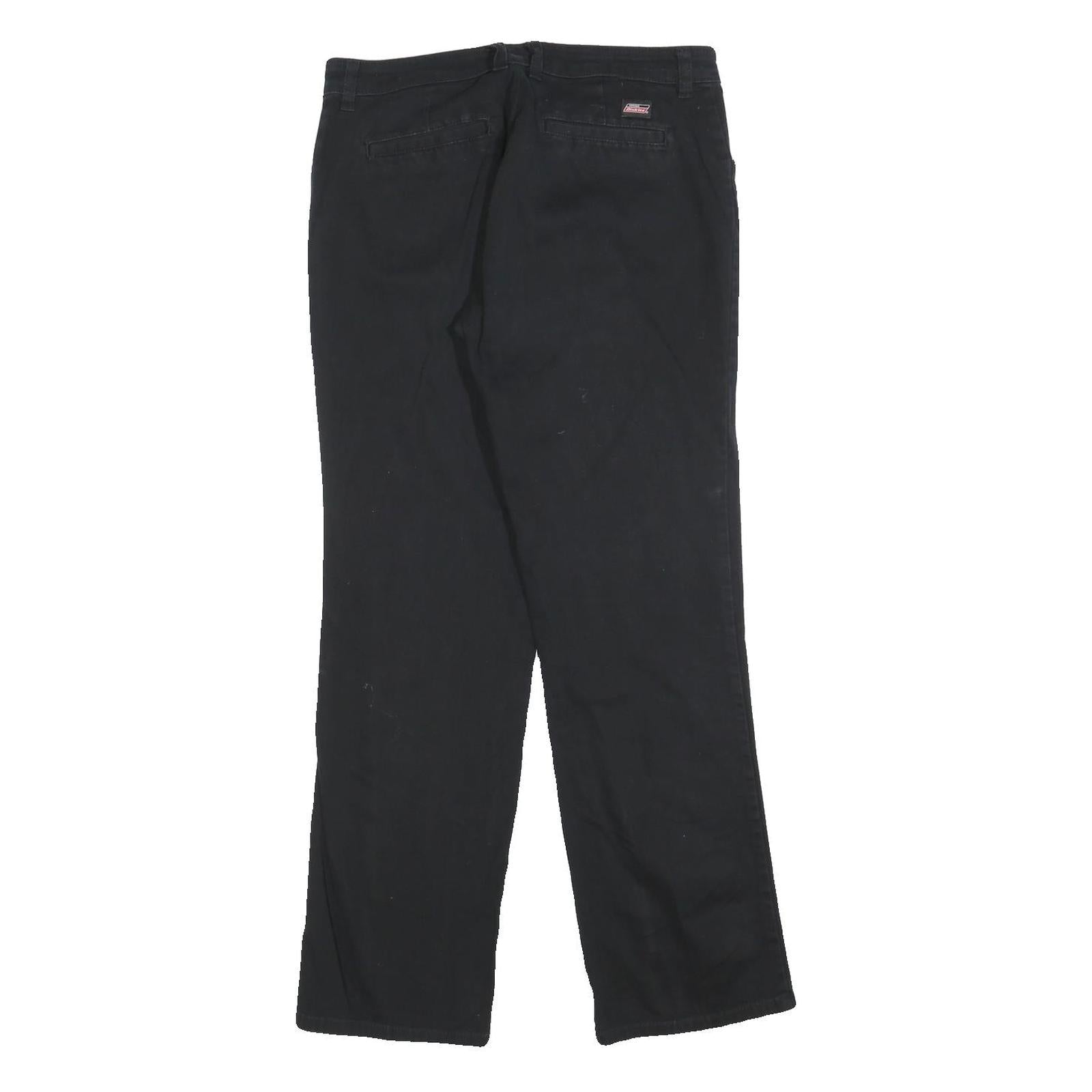 DICKIES Womens Cotton Blend Black Regular Fit Straight Leg Trousers W32 L30