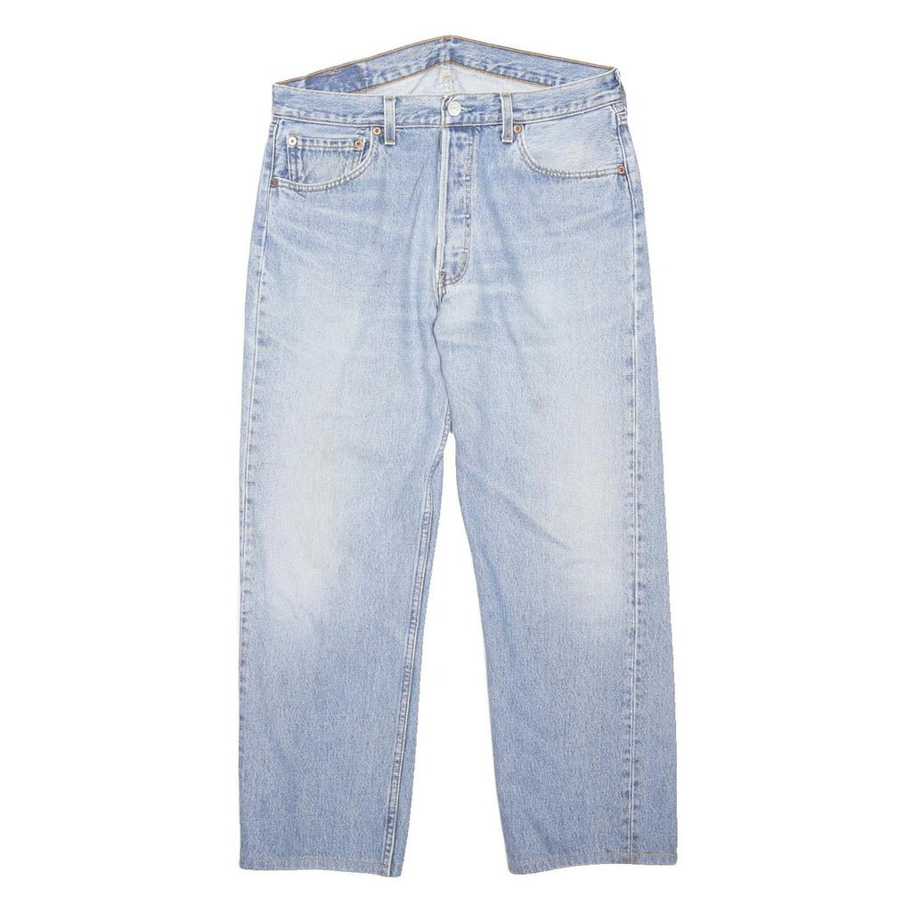 LEVI'S 501 Mens Jeans Light Blue Regular Straight Denim W34 L27 Classic Button