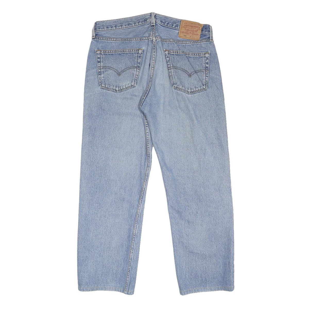 LEVI'S 501 Mens Jeans Light Blue Regular Straight Denim W34 L27 Classic Button