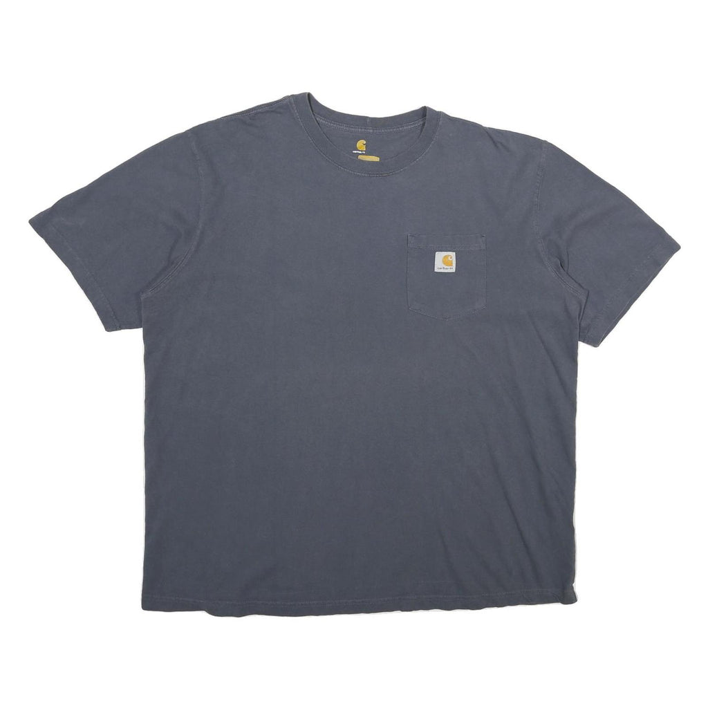 CARHARTT Mens Blue Pocket T-Shirt XL Short Sleeve Crew Neck Cotton Casual Wear
