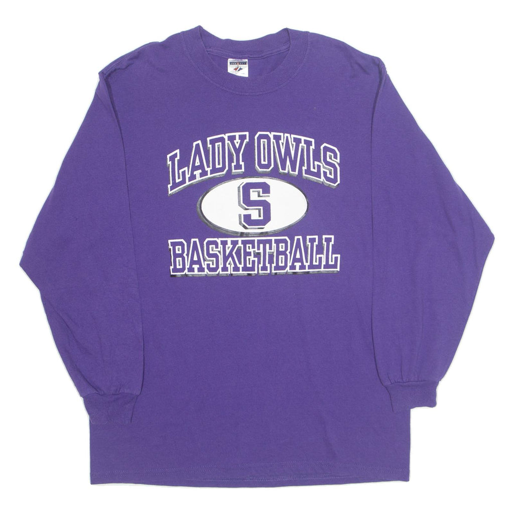 JERZEES Lady Owls Basketball Womens T-Shirt Purple Long Sleeve USA L