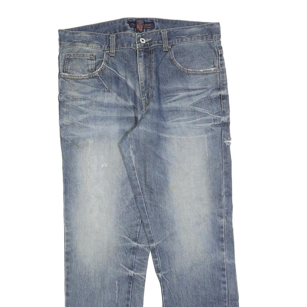 TWO BROTHERS Mens Jeans Blue Regular Straight Denim Medium W36 L30 Faded Cross