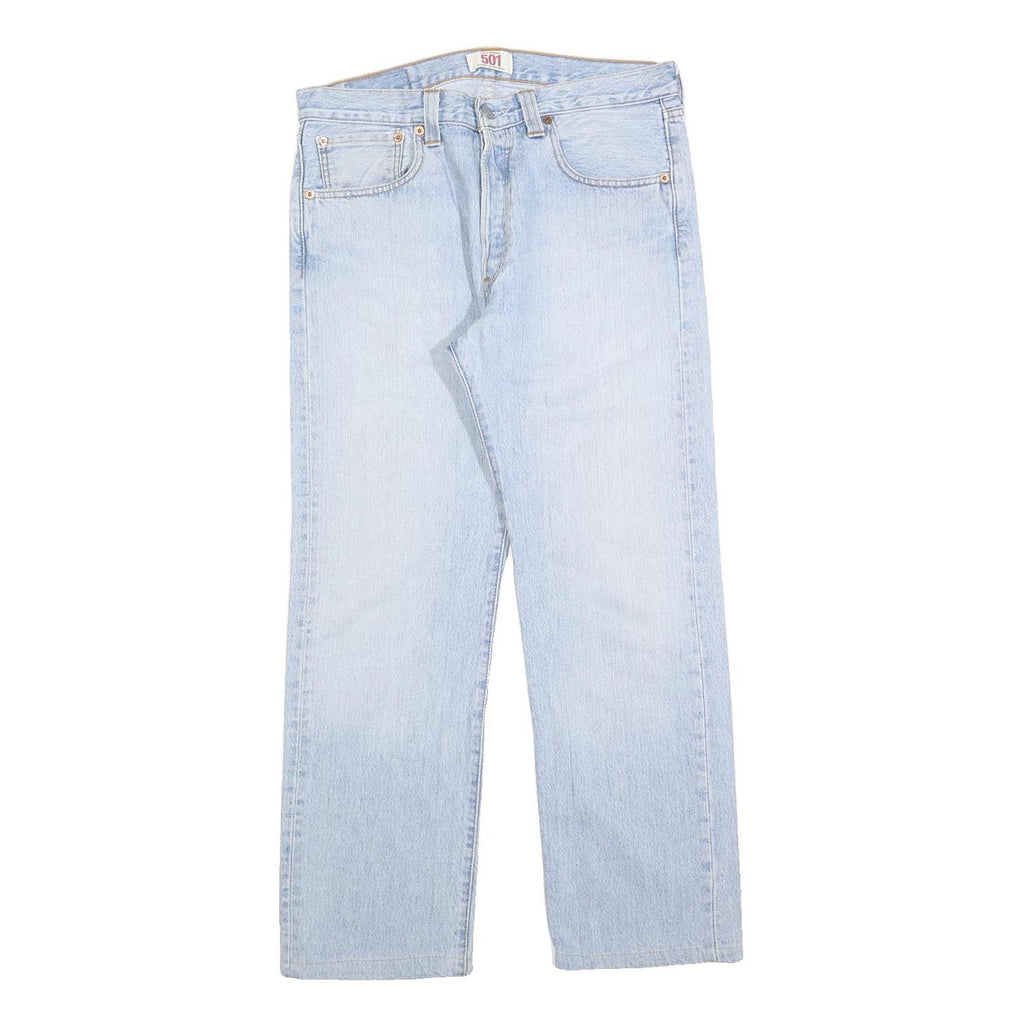LEVI'S 501 Mens Jeans Blue Regular Straight Denim Light W32 L27 Classic Button