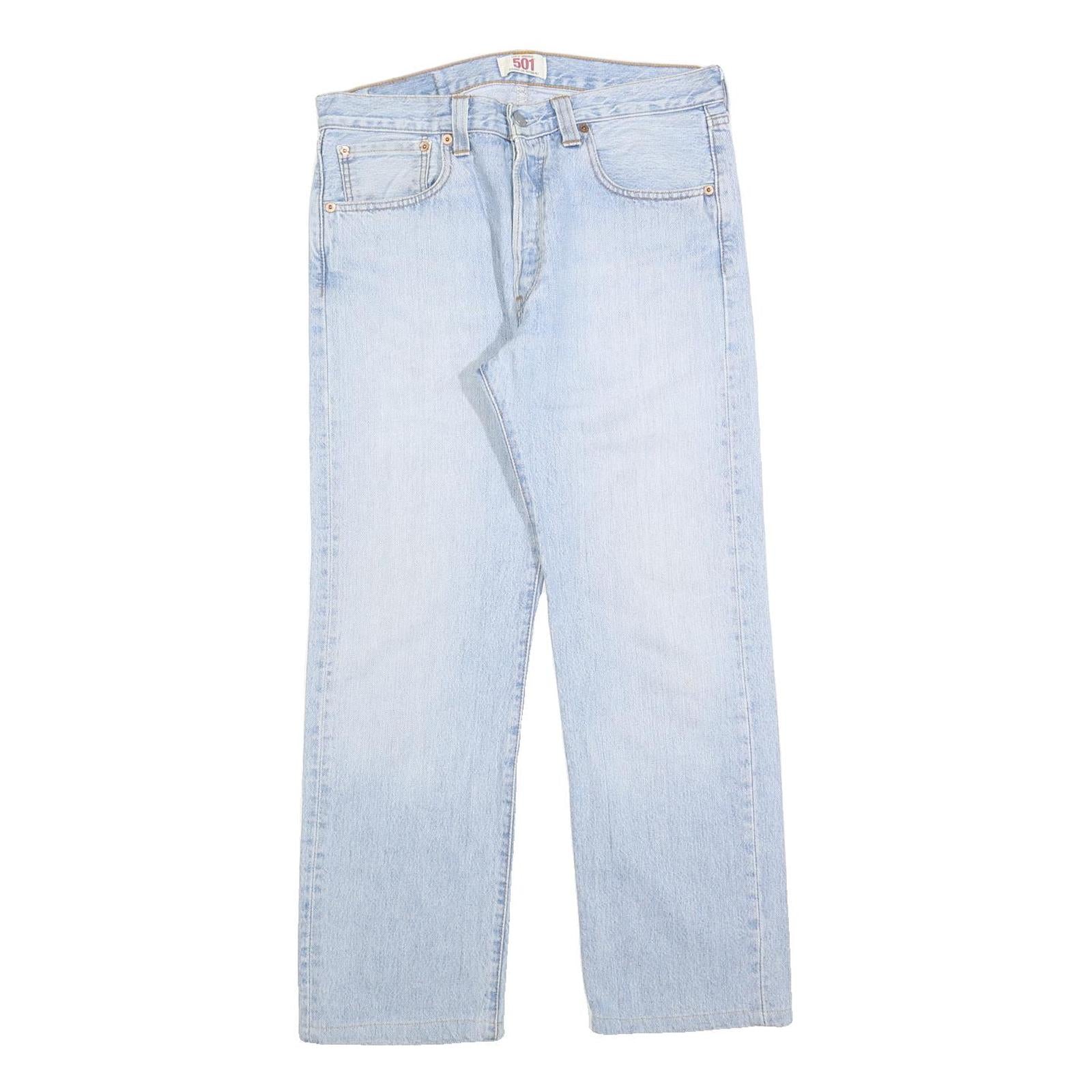 LEVI'S 501 Mens Jeans Blue Regular Straight Denim Light W32 L27 Classic Button
