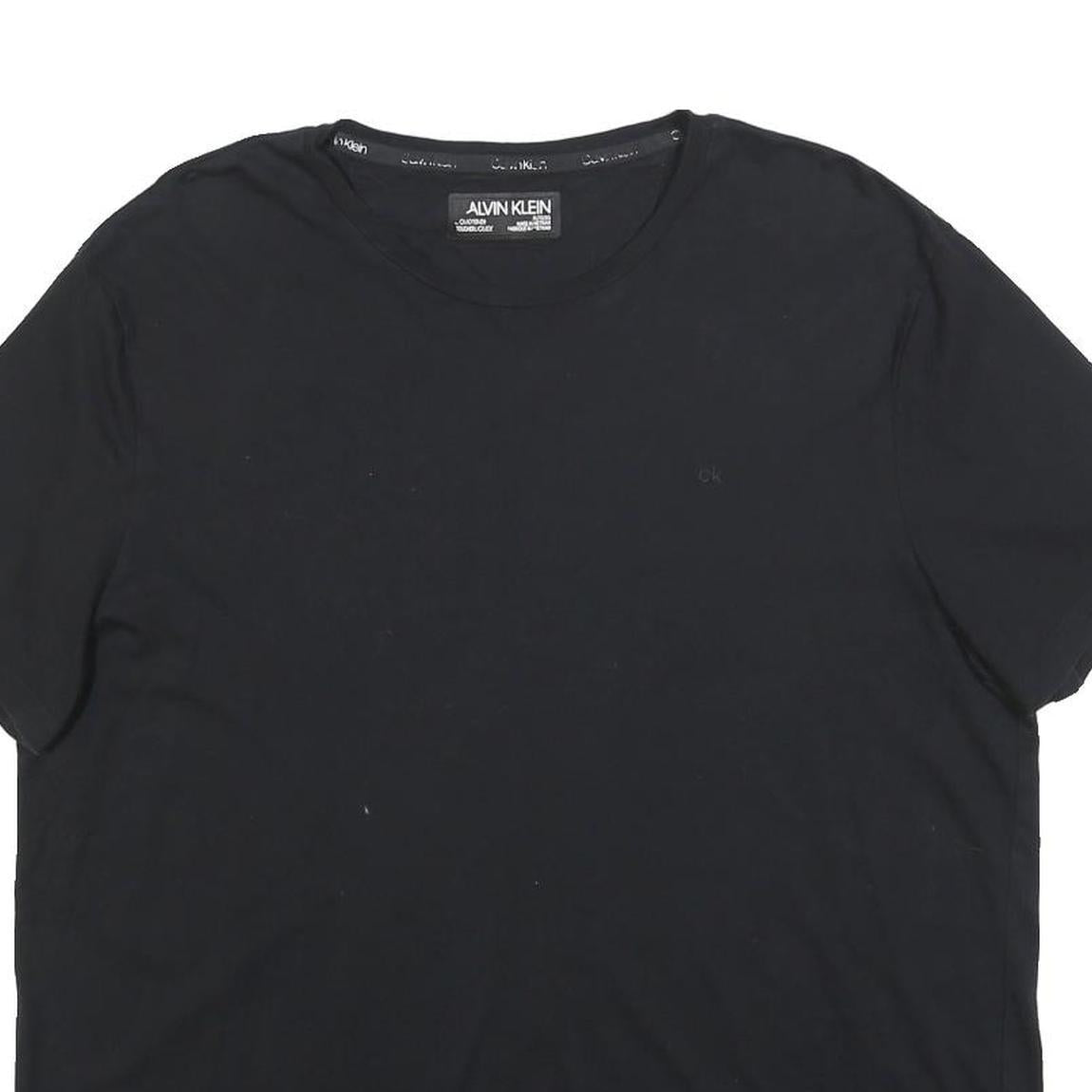 CALVIN KLEIN Mens Black T-Shirt XL Short Sleeve Crew Neck Plain Cotton Blend