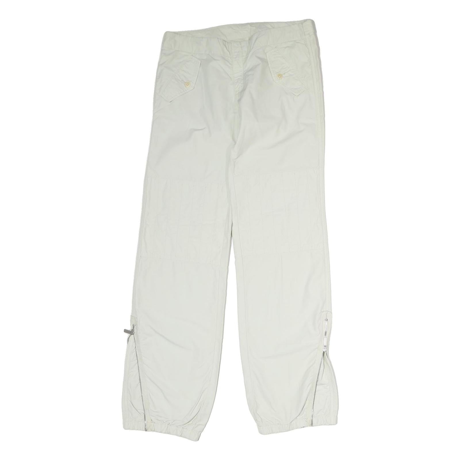 DIESEL Mens Regular White Cotton Blend Trousers W32 L30 Zip Closure
