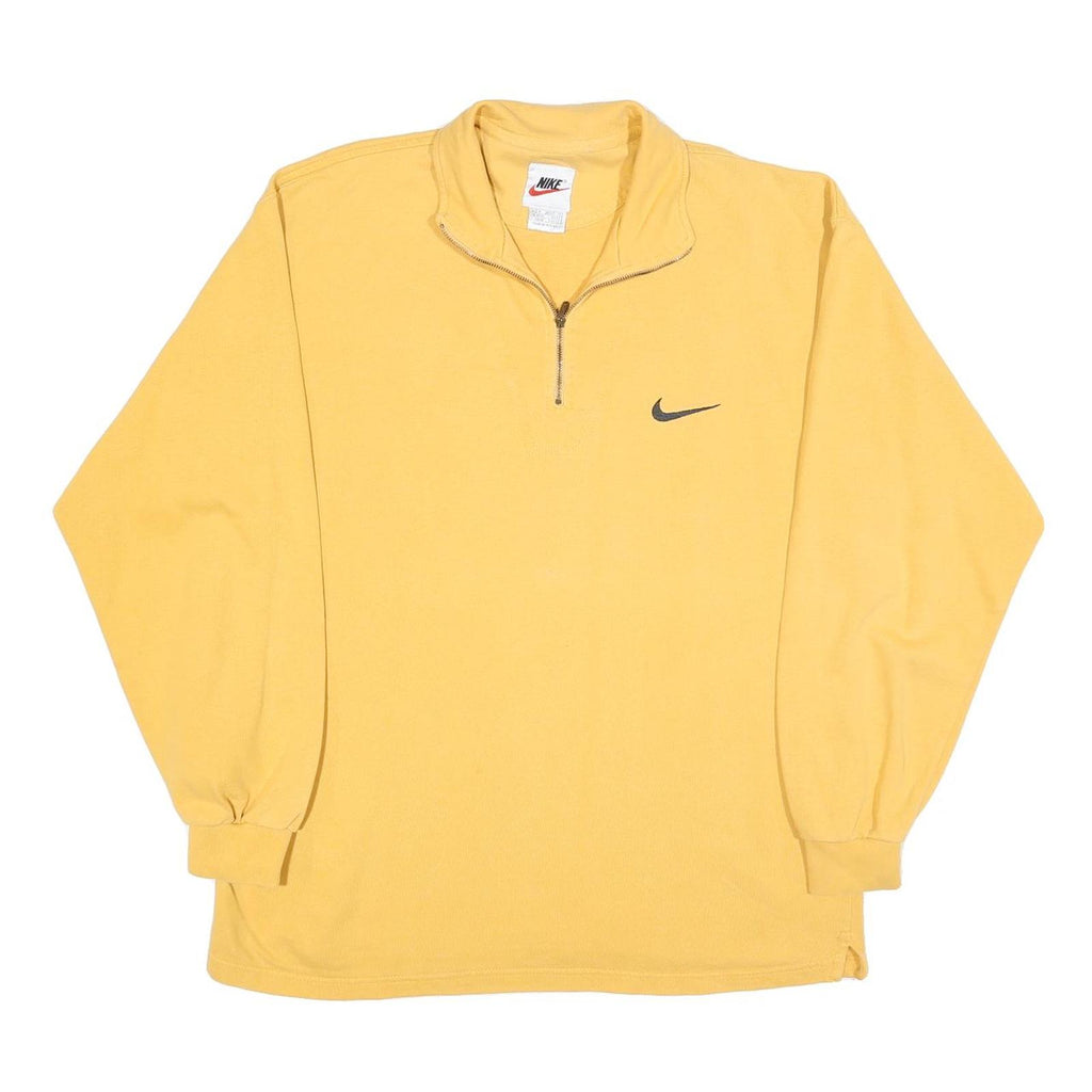 NIKE Mens Yellow 1/4 Zip Sweatshirt M Cotton Blend Pullover Casual Sportswear