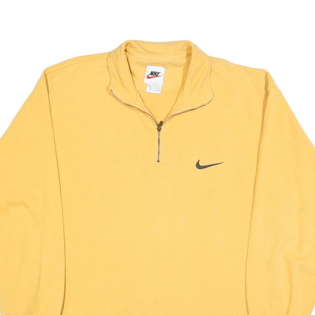 NIKE Mens Yellow 1/4 Zip Sweatshirt M Cotton Blend Pullover Casual Sportswear