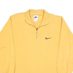 NIKE Mens Yellow 1/4 Zip Sweatshirt M Cotton Blend Pullover Casual Sportswear