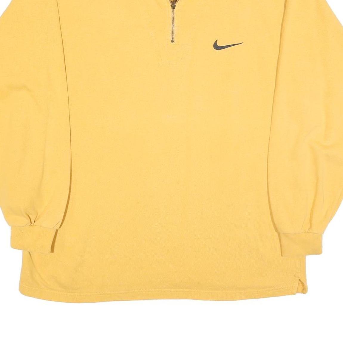 NIKE Mens Yellow 1/4 Zip Sweatshirt M Cotton Blend Pullover Casual Sportswear