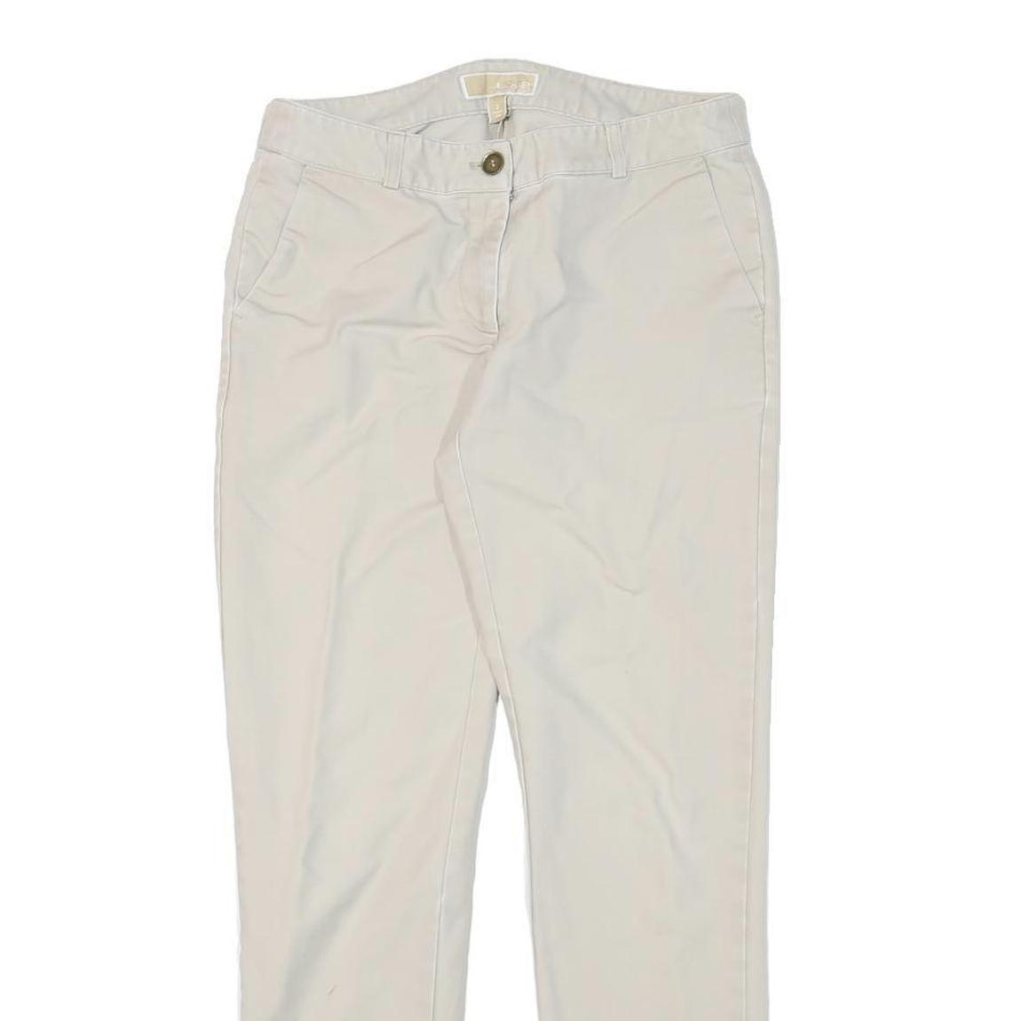 MICHAEL KORS Womens Slim White Cotton Blend Trousers W28 L28 Zip Casual