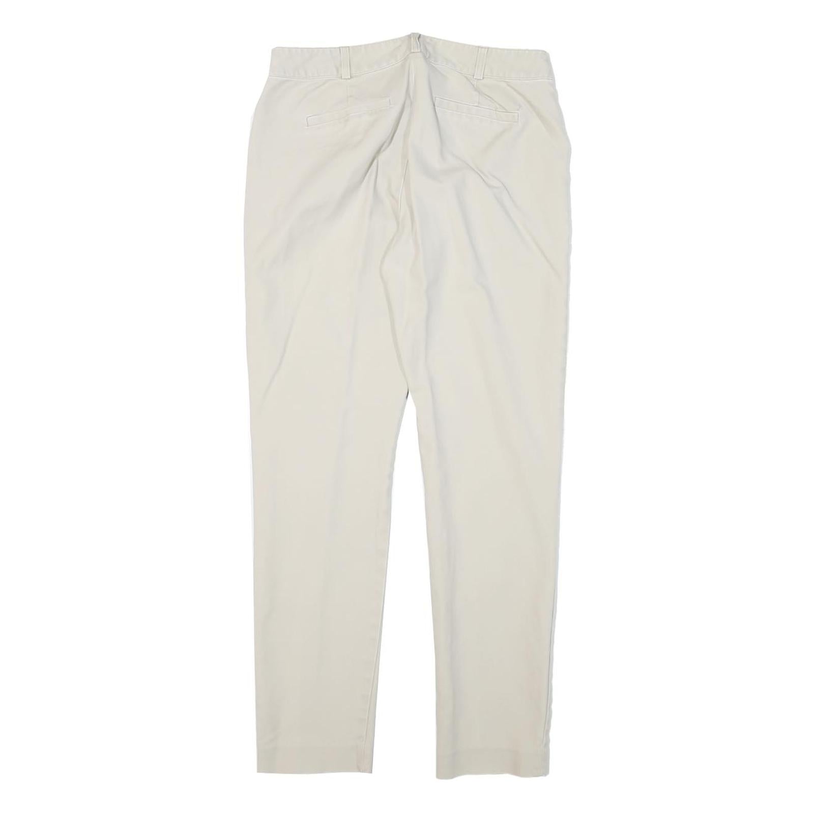 MICHAEL KORS Womens Slim White Cotton Blend Trousers W28 L28 Zip Casual