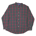 CHAPS Mens Green & Red Check Shirt 2XL Cotton Blend Long Sleeve Button Collar