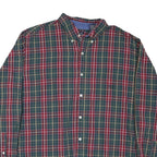 CHAPS Mens Green & Red Check Shirt 2XL Cotton Blend Long Sleeve Button Collar