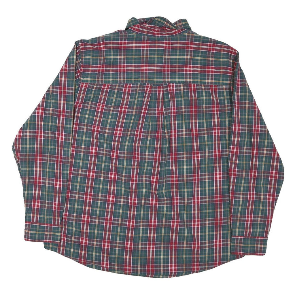 CHAPS Mens Green & Red Check Shirt 2XL Cotton Blend Long Sleeve Button Collar