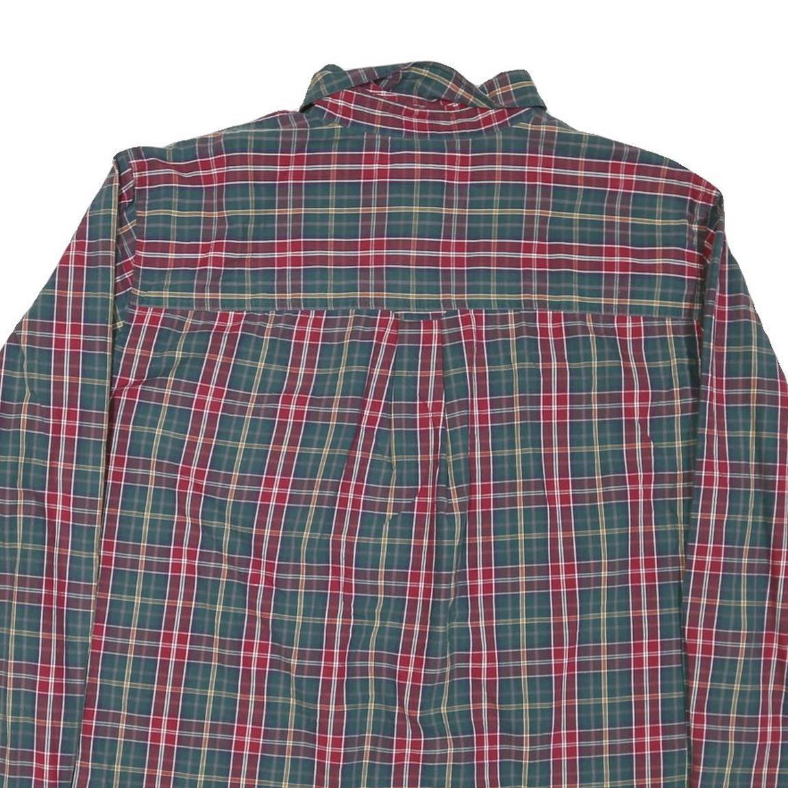 CHAPS Mens Green & Red Check Shirt 2XL Cotton Blend Long Sleeve Button Collar