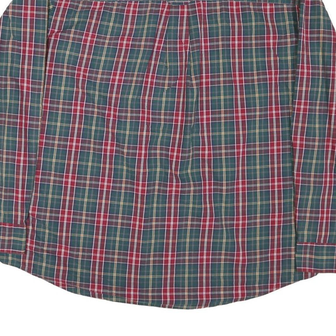 CHAPS Mens Green & Red Check Shirt 2XL Cotton Blend Long Sleeve Button Collar