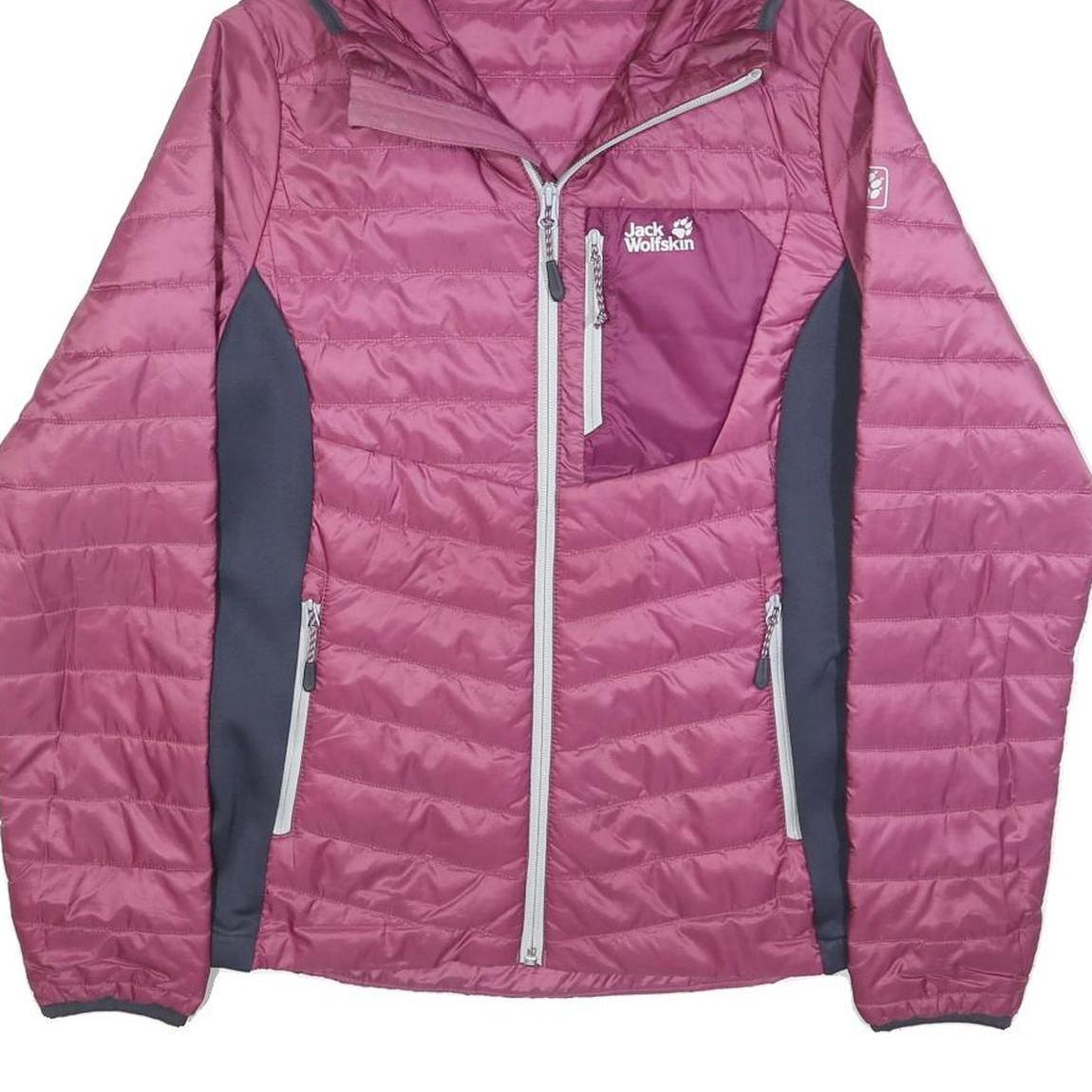 JACK WOLFSKIN Womens Pink & Grey Outdoor Jacket S Polyester Blend Quilted Hooded