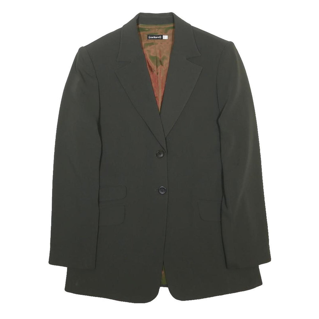 EACHAREL Womens Black Button Jacket S Polyester Blend Tailored Plain Elegant