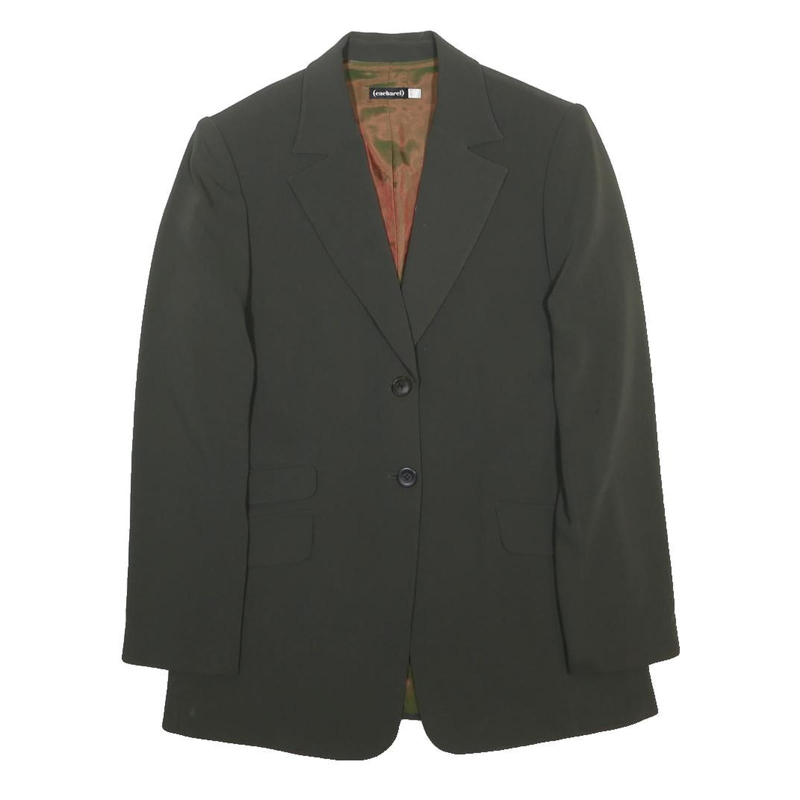 EACHAREL Womens Black Button Jacket S Polyester Blend Tailored Plain Elegant