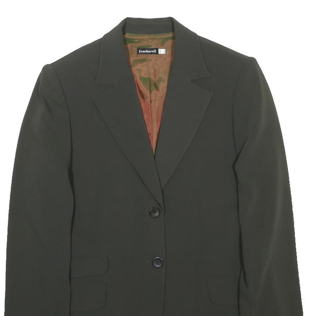 EACHAREL Womens Black Button Jacket S Polyester Blend Tailored Plain Elegant