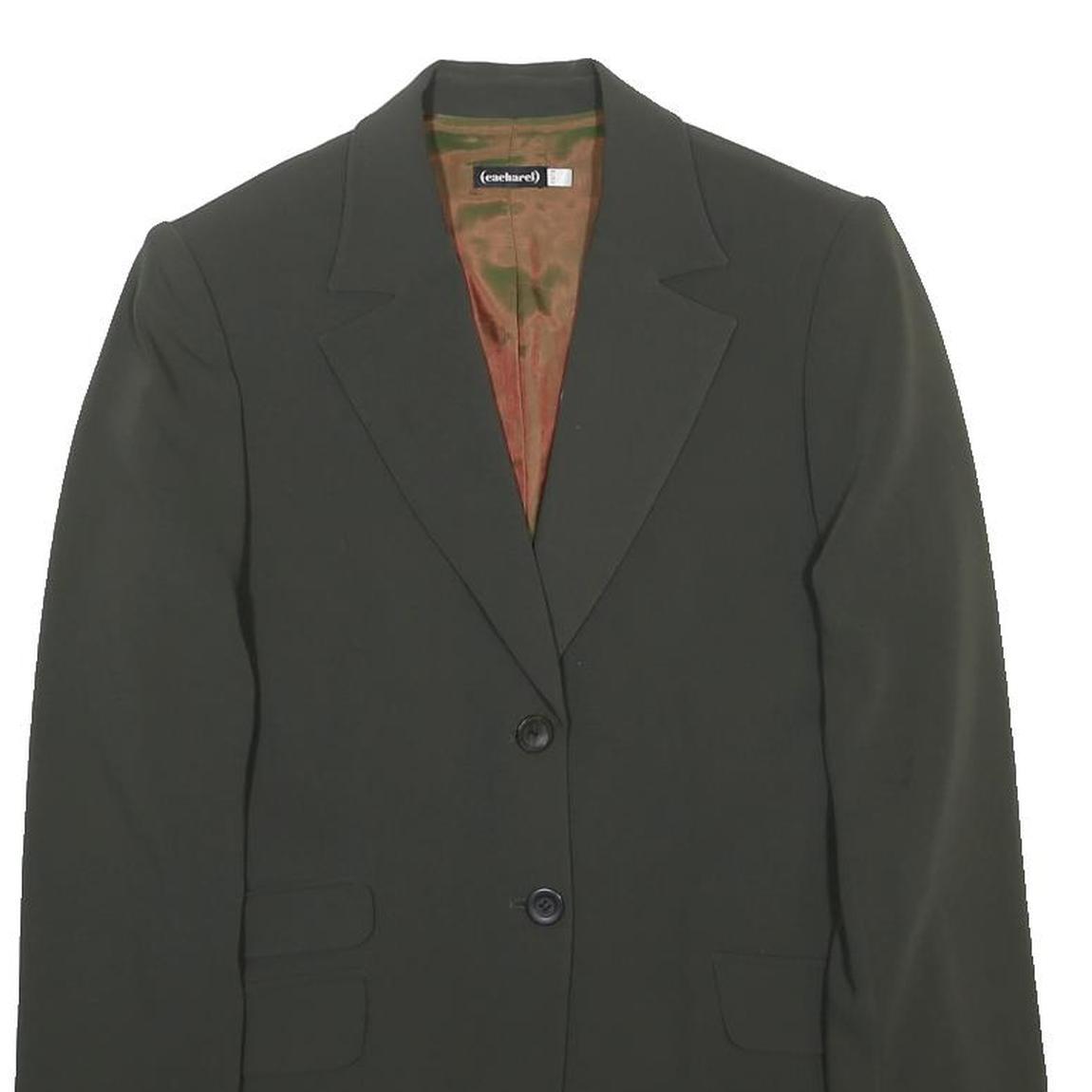 EACHAREL Womens Black Button Jacket S Polyester Blend Tailored Plain Elegant
