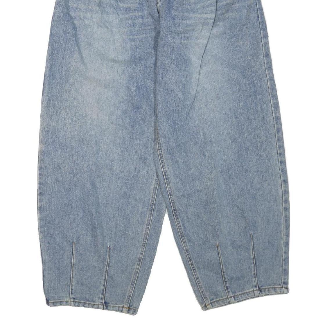 Womens Blue Regular Fit Pleated Baggy Denim Jeans W28 L27 Zip Closure