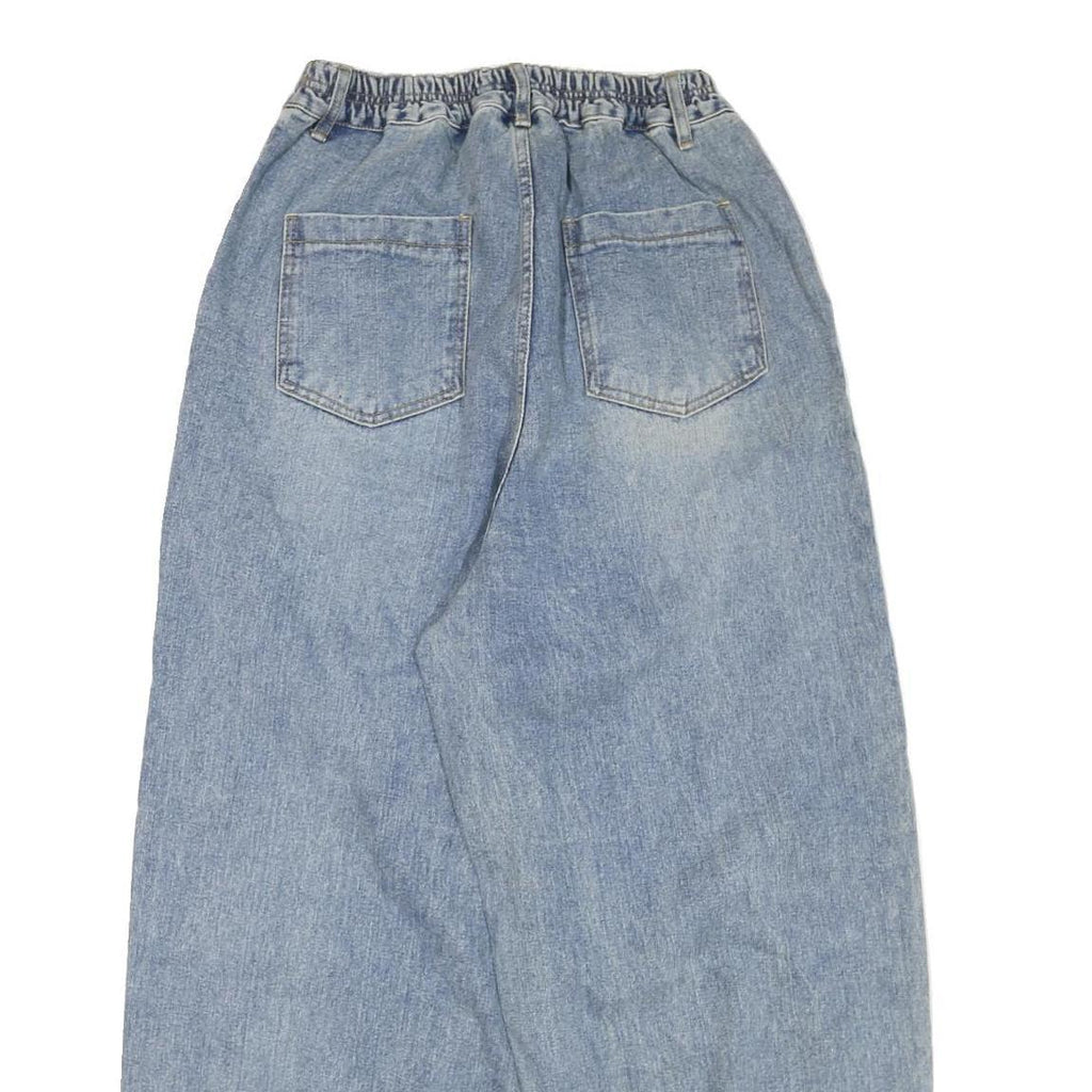 Womens Blue Regular Fit Pleated Baggy Denim Jeans W28 L27 Zip Closure