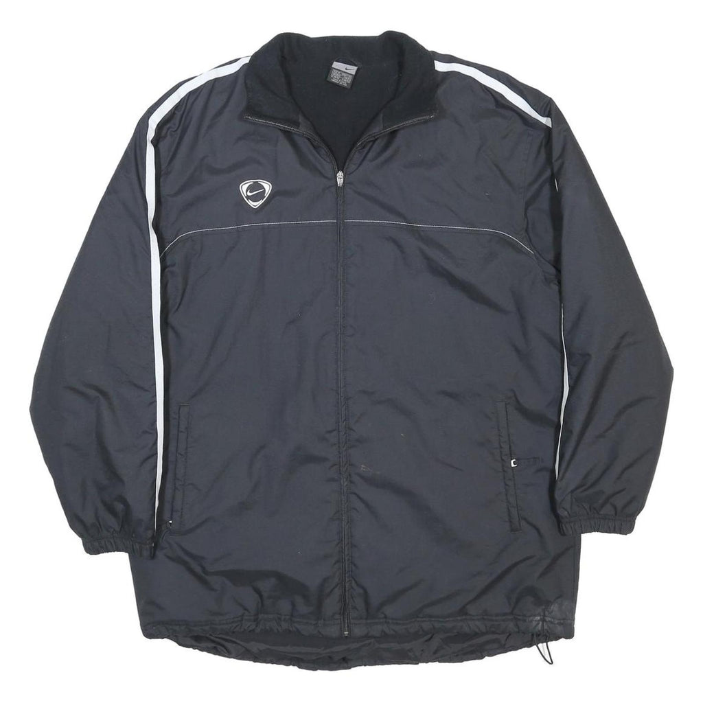 NIKE Mens Black Striped Athletic Zip Jacket M Polyester Track Sportswear