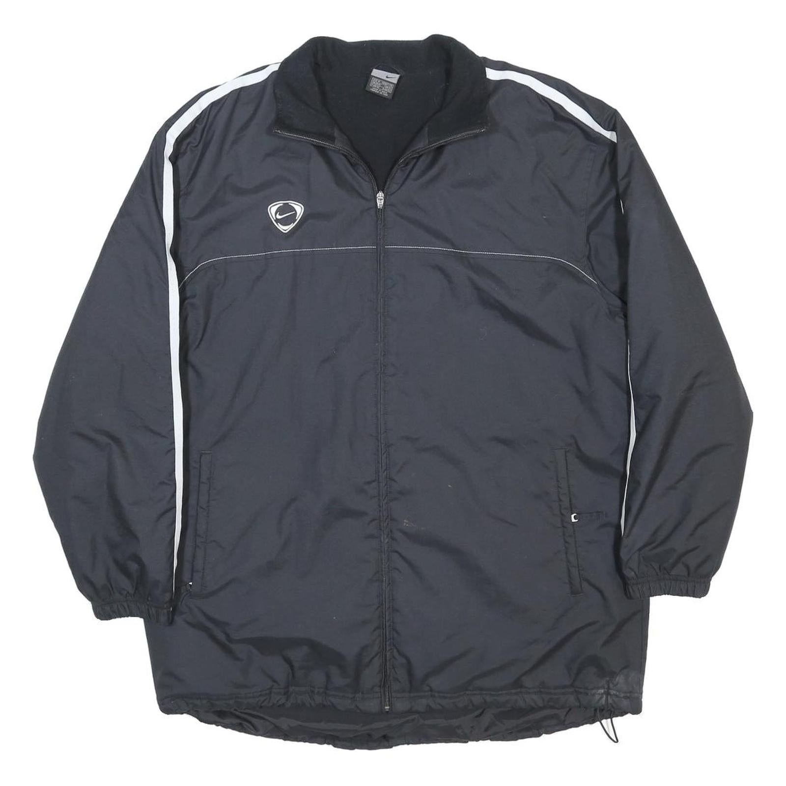 NIKE Mens Black Striped Athletic Zip Jacket M Polyester Track Sportswear