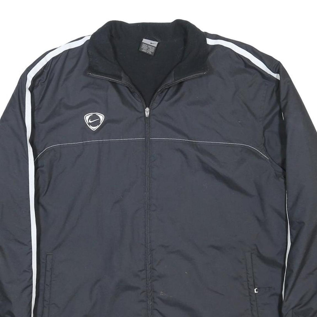 NIKE Mens Black Striped Athletic Zip Jacket M Polyester Track Sportswear