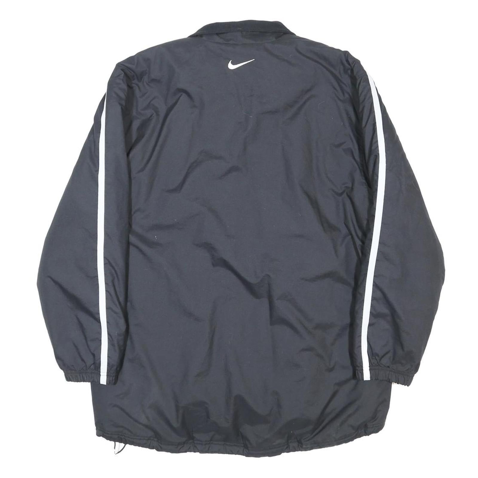 NIKE Mens Black Striped Athletic Zip Jacket M Polyester Track Sportswear