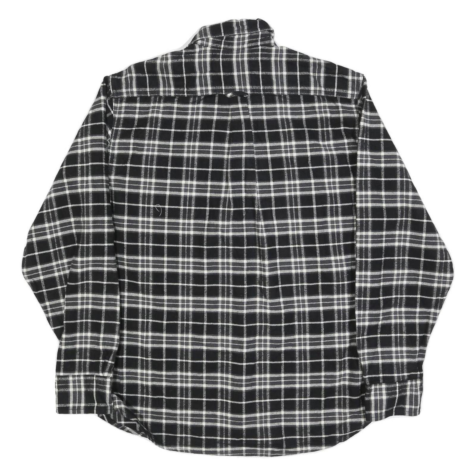 JACHS Mens Black & White Check Shirt L Cotton Blend Casual Long Sleeve Button