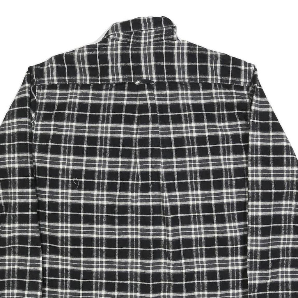 JACHS Mens Black & White Check Shirt L Cotton Blend Casual Long Sleeve Button