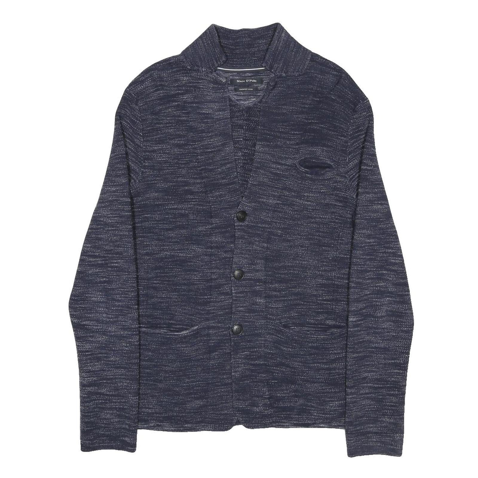 MARC O'POLO Mens Blue Patterned Cardigan Button Up Crew Neck Chunky Knit M