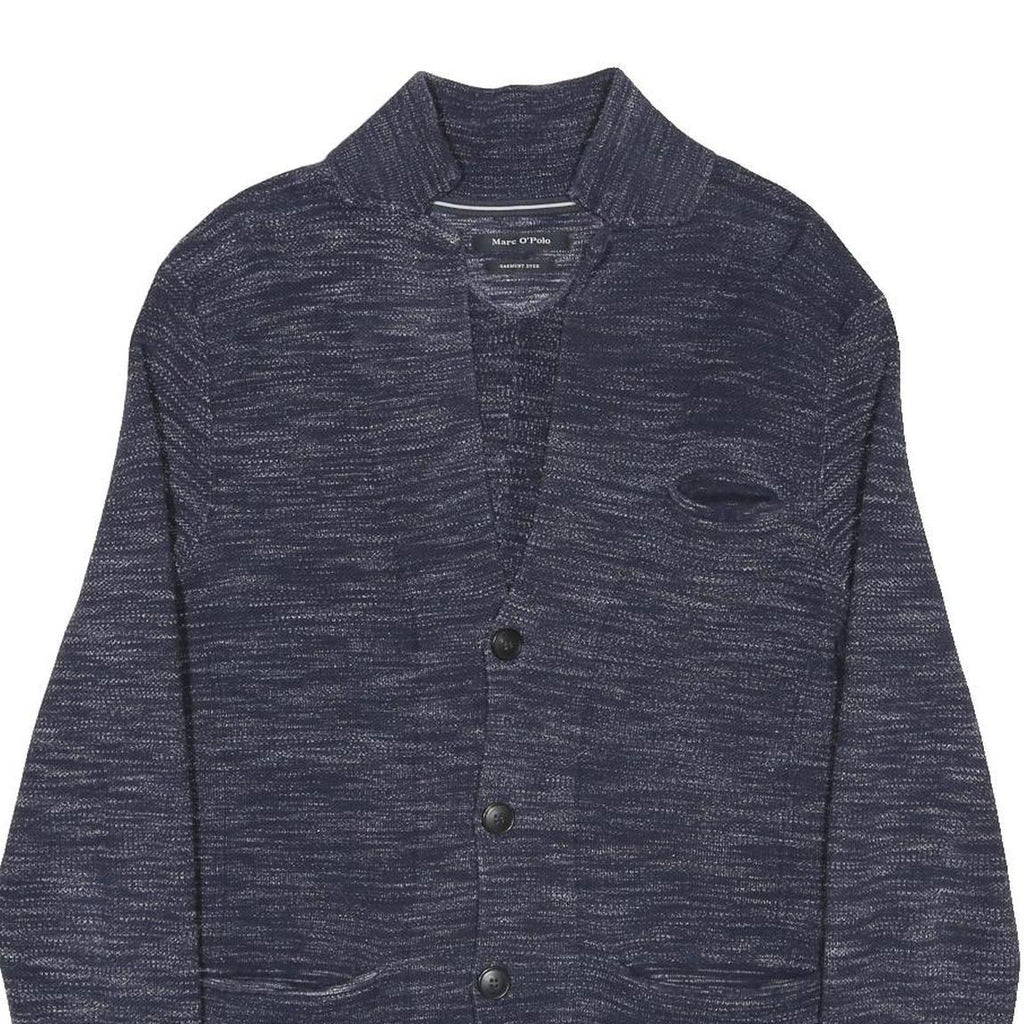 MARC O'POLO Mens Blue Patterned Cardigan Button Up Crew Neck Chunky Knit M